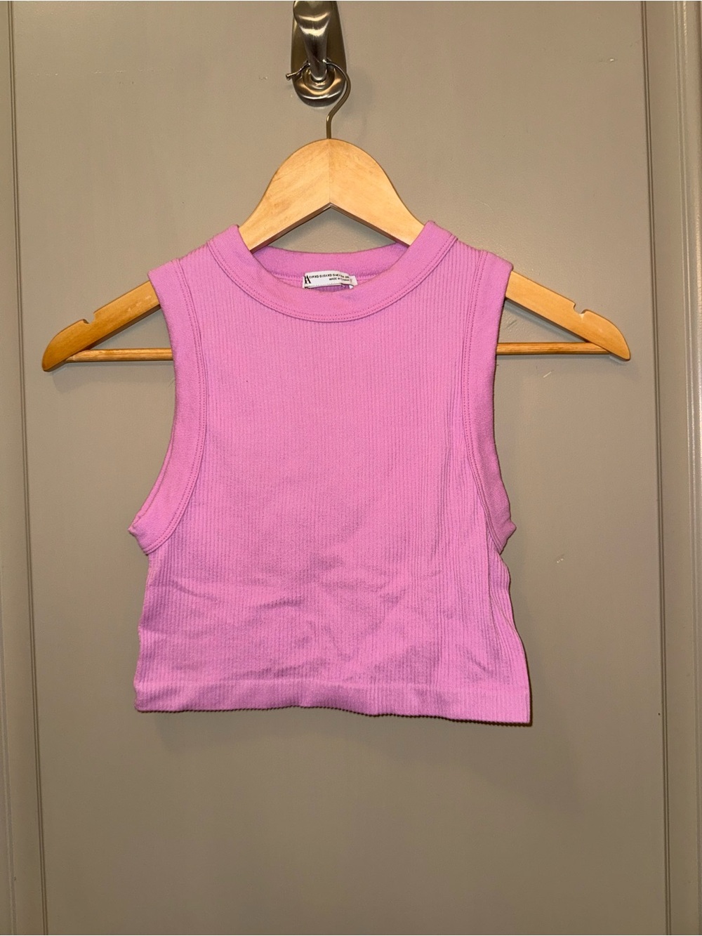 Zara Sleeveless Ribbed Crop Tank Top - Pink